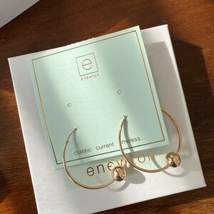 ENewton Gold Hoop Earrings with Sphere